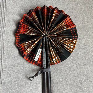 Ulla Johnson Leather Hand Fan in Ankara Wax Print